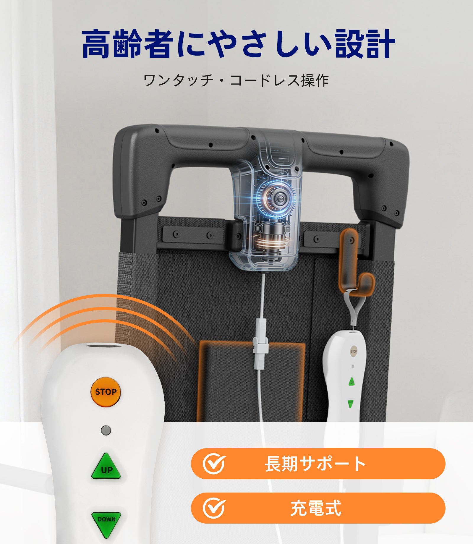Maidesite AX35 多機能電動リフトチェア 【耐荷重160kg / 4輪キャスターブレーキ付 / 移送＆立ち上がり兼用】 防水仕様 介護・室内移動リフト